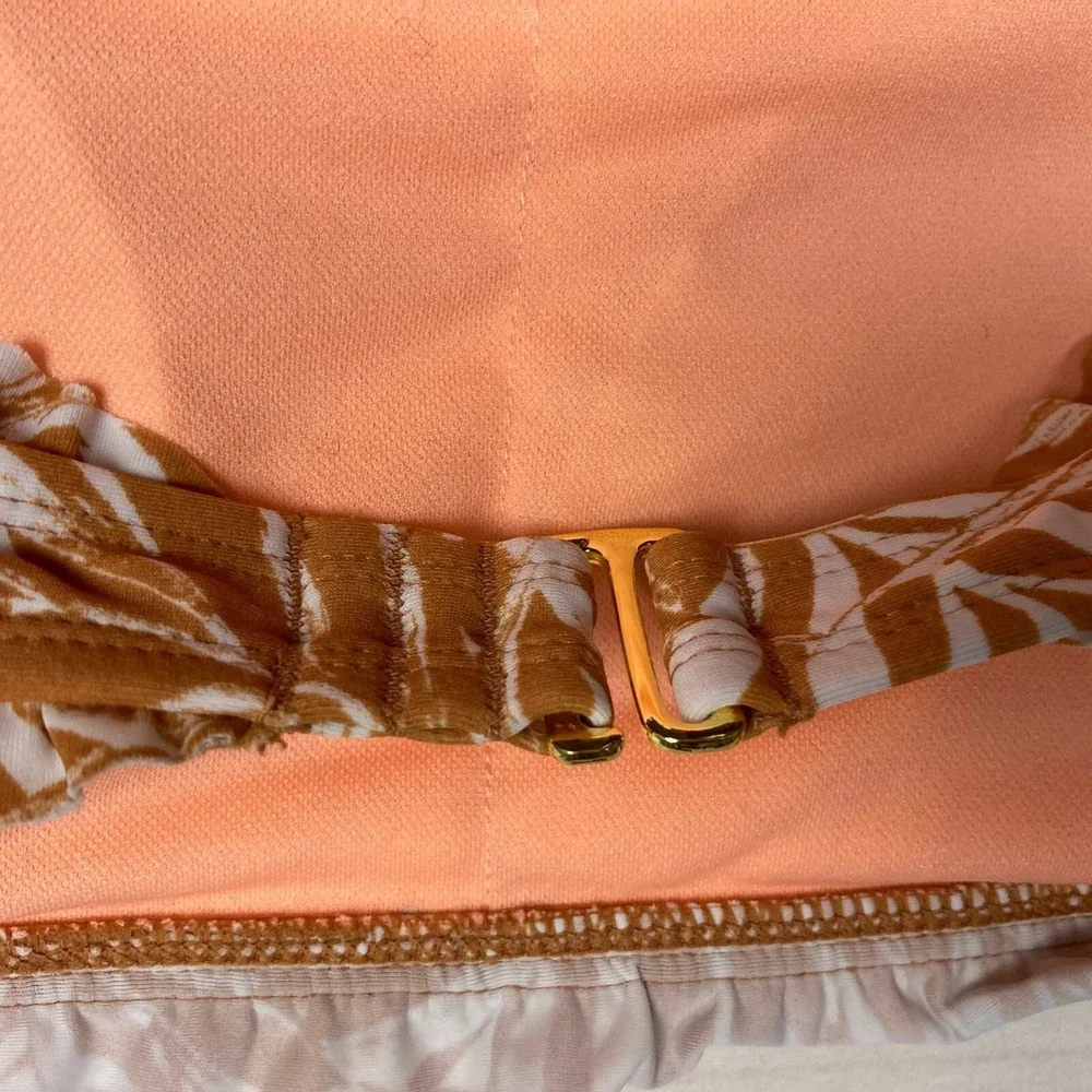 Xhilaration Bandeau Swim‎ Top Juniors XL Ruffled Trim Gold Floral Print Separate